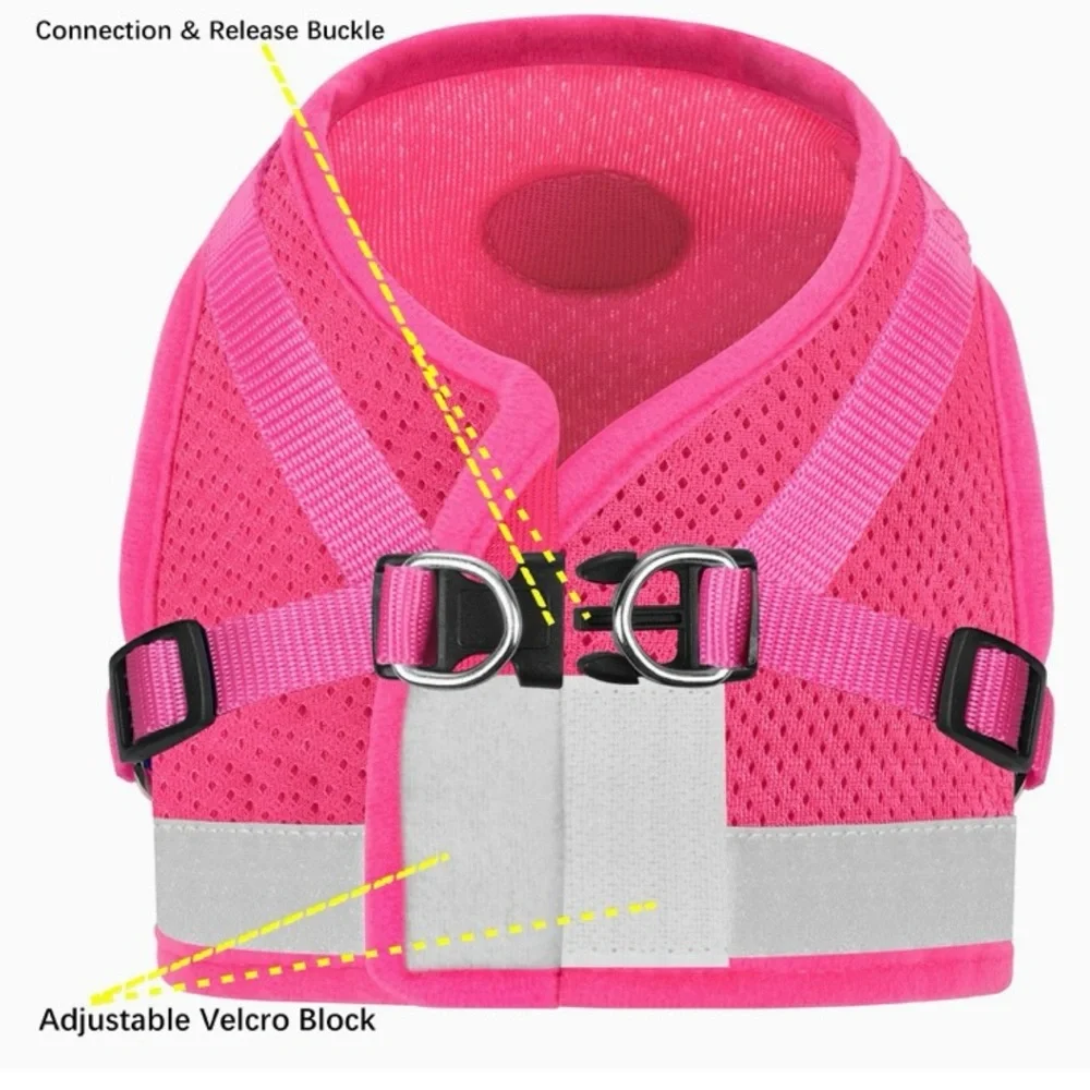 Kitten Harness w/ Leash Set, Escape Proof, Adjustable Reflective Soft Mesh Vest